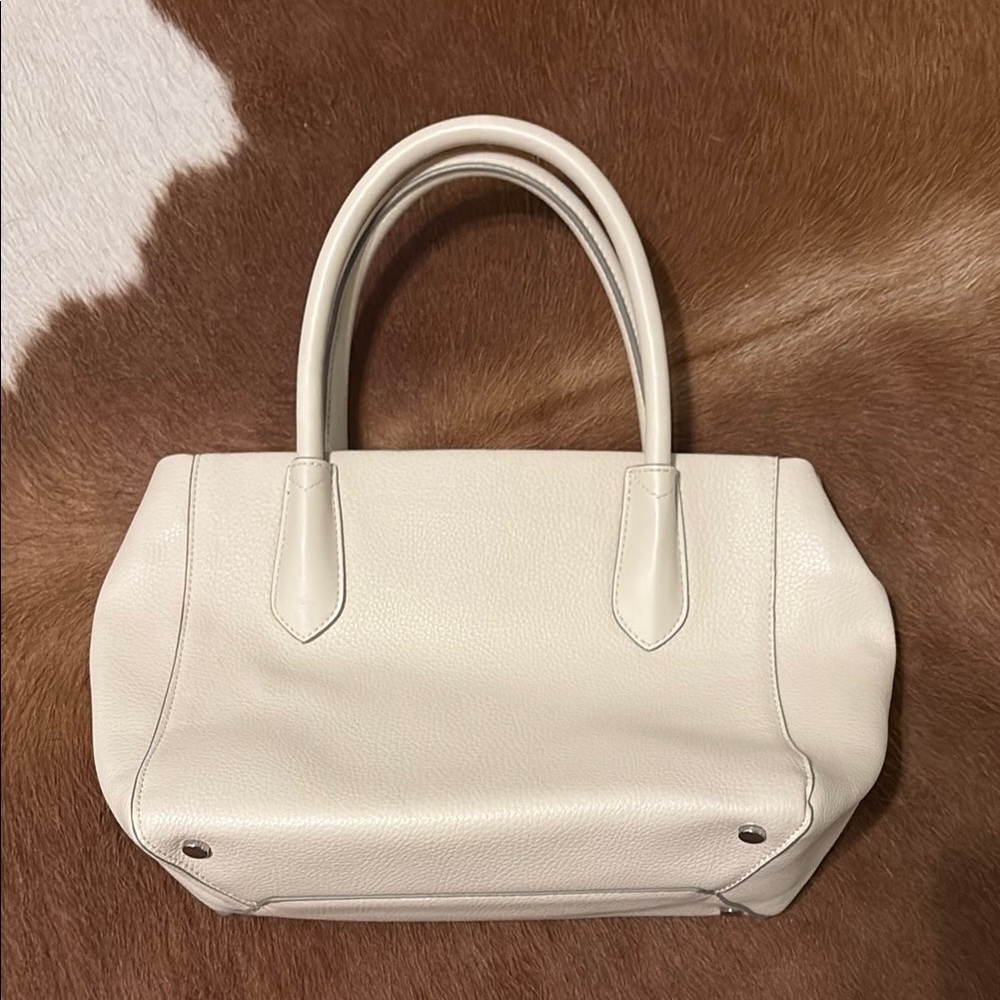 a new day Cream Shoulder Bag with Textured Leather and Structured Shape